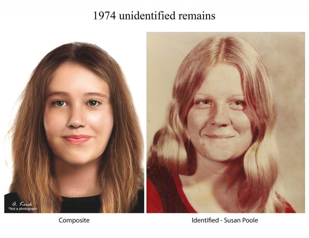 The victim, 15 year old Susan Poole missing from Broward County, is believed to have disappeared just before Christmas in 1972. 