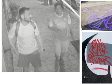 On May 19, 2021, at 2:03 am, the above-pictured male wrote graffiti on a glass poster box at the ‘Lake Worth Playhouse’ located in the 700 block of Lake Avenue, Lake Worth Beach. 