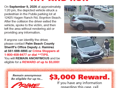 On September 9, 2026 at approximately 1:20pm, the depicted vehicle struck a pedestrian in the Publix parking lot at 12425 Hagen Ranch Rd, Boynton Beach.